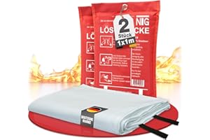 NTG Feuerlöschdecke – Löschdecke 1x1m für Küche & Zuhause – DIN EN 1869:2019 Zertifiziert – Löscht alle Feuerarten, inklusive Fettbrand – Brandschutzdecke - hinterlässt keine Rückstände (1x1m 2er Set)
