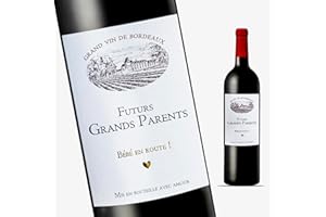 FUNFEST Etiqueta Botella de vino Burdeos de anuncio de embarazo - Futuros Abuelos - Anuncio futuro nacimiento para el abuelo - Abuela - Abuelo - Abuela