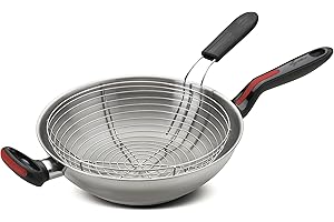 Lagostina Linea Rossa Wok in Acciaio Inox 18/10 con Cestello per Friggere e per Cottura a Vapore, Ø 28 cm, Pentola Induzione, Gas e Forno fino a 175 °C, Manicature in Silicone Antiscivolo
