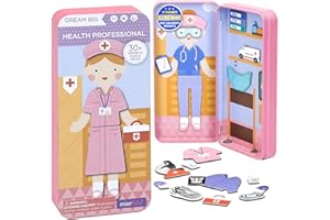 mierEdu Boîte de jeu magnétique pour infirmière à habiller – Favorise la motricité et l'imagination I Idéal pour la maison et le jeu de voyage pour enfants I Jouets magnétiques pour enfants à partir