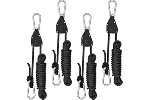 Spider Farmer 4 Stück Seilratsche mit Haken 68 KG Einstellbare Ratchet Hanger für Pflanzenlampe Rope Ratchet Grow Lampe Abspannseile mit Seilspanner