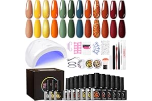 UR SUGAR Ongle Gel Kit Complet avec 48W Lampe UV, 12 Couleur Kit Manucure Semi Permanent Automne Vernis à Ongles 7ML, Kit Ongle Gel UV Complet avec Top et Coat Base Gel pour Débutant