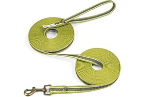 Wisedog Green 5m Reflective Long Line Lead for Dogs - Lightweight Dog Leads with Strong Grip Anti-Slip Rubbers - Extra Long Leash for Indoor and Outdoor Activities