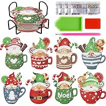Kit di 6 sottobicchieri 5D per pittura a mosaico con strass, con