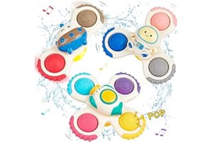 CRIOLPO Baby Bath toy Suction Cup Spinner Toys, Baby Toys for 1 Year Old Toddler Sensory Toys 6-12 months, Release Stress and Anxiety Travel Toys for Kids Bathing Traveling Dining