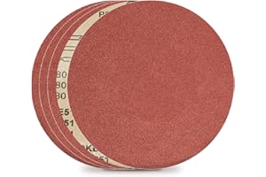 FEIHU 200mm dischi abrasivi autoadesivi, 30 pezzi 5 X grana P60/80/120/180/240/320 Carta vetrata autoadesiva (PSA) per nastro stazionario e levigatrice a disco - FEIHU