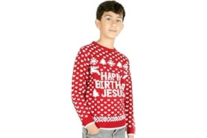 NOROZE, Maglione Natalizio per Bambini con Elfo, Pupazzo di Neve, Babbo Natale e Renna, Idea Regalo