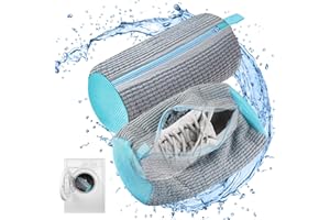 CNMTCCO Lot de 2 sacs de lavage pour chaussures en peluche,Sacs À Linge Chaussures Réutilisables,Fermeture éclair,Sac à pour machine à laver,pour chaussures de sport,de tennis (gris)