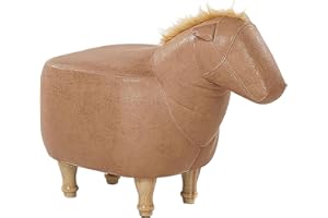 ‎BELIANI Beliani Hocker für Kinder in Pferdeform beige Lederoptik Horse