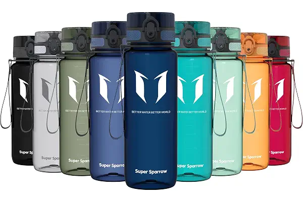 Sparrow Botella Agua Deportiva 500ml/750ml/1L Tritan Cantimplora - Sin BPA | Antifugas, Plastico Botella de Agua, Ligera, Lavavajillas, Flip Top, Ergonómica, Escuela, Gimnasio, Gym, Oficina, Ciclismo
