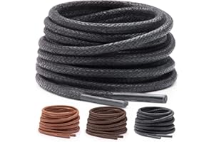 Miscly Lacets Cirés Ronds Fins pour Chaussures Habillées [3 Paires] Epaisseur: 2.4 mm de Diamètre