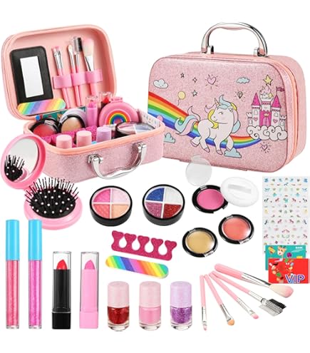 Kit Coiffure Et Maquillage Pour Enfant RedCrab – Sèche-cheveux Sonore, Fer à Lisser, Peignes, Miroir, Accessoires