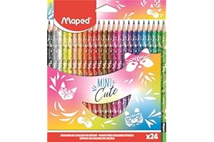 Maped - Crayons De Couleur Collection Mini Cute - 24 Crayons De Coloriage Trop Mignons - Couleurs Vives Et Mine Résistante - Pochette De 24 Crayons Décorés Mini Cute 862203 Multicolore - 24 Unité