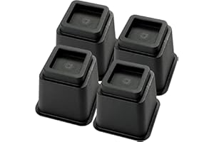 IHOMEPARK Bed Risers 5 Inch, Heavy Duty Square Furniture Frame Lift for Couch, Chair, Desk, Sofa and Bunk Bedpost, Set of 4, Black