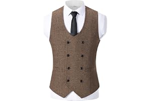 Solovedress herr vintage kostym väst dubbelknäppt ull tweed väst för bröllop brudgummar