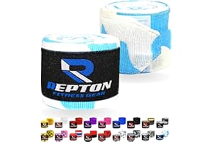 REPTON FITNESS GEARS Boxing Hand Wraps for Men- Cotton Hand Gloves with Hook & Loop Strap & Thumb Loop -Elasticated Bandages Wrist Support tape -Great for MMA, Muay Thai, Kickboxing- Unisex Adult Pair