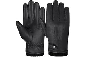 Hand Fellow Rękawiczki z prawdziwej skóry męskie skórzane rękawiczki z podszewką z polaru do ekranu dotykowego skórzane rękawiczki do jazdy zimowe rękawice termiczne