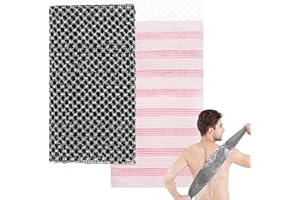 LEIKEDUN 2 Pcs Japanese Exfoliating Shower Towel, Extra Long Deep Exfoliating Washcloth Body Scrub Loofah Back Scrubber for Men Women