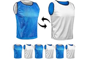 SPORTSBIBS 6X Pettorina bilaterale Double Face Riutilizzabile da Allanamento Bavaglini da Calcio, Basket - Set di 6 Pezzi - Reversible Calcetto Esegui Sport T-Shirt Unisex S M L XL