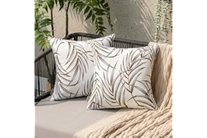 EMEMA Funda de Cojines Impermeable Funda de Almohada al Aire Libre Dibujo de Hojas para Sofa Silla Cojin Suave Decoracion para Dormitorio Exterior Jardin Salon Terraza