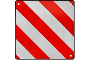 CATIME Segnale di Avvertimento Bianco Rosso 2 in 1, 50x50cm Pannello di Avvertimento a Bianche Rosse, Cartello di Avvertimento a Strisce Riflettente Italia Spagna Portogallo per Portapacchi Posteriore Auto