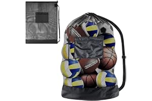 Suchoow Football Ball Bag - Holds 10-15 Balls, Waterproof with Drawstring Closure - for Storage and Transport of Sports Equipment