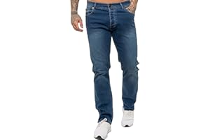 989Zé ENZO Mens Stretch Straight Leg Regular Fit Classic Denim Jeans All Waist Sizes