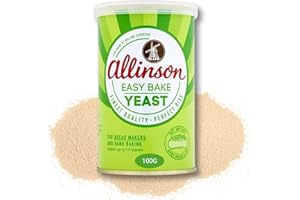 COSY TREAT CLUB Allinson Easy Bake Yeast 100g Tin | Fast Acting Dry Yeast for Bread Makers | Makes Up To 14 Loaves | Hand Baking Pizza Dough Rolls and Loaves | Consistent Baking Results