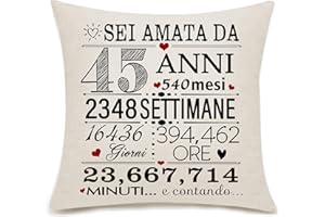 BACMAXOM 45 anni Regalo per le donne 45° compleanno Regalo cuscino Cover per le donne moglie fidanzata mamma zia nonna sorella amici 45° compleanno regalo regalo anniversario (45-lei)