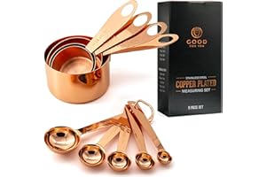 GOOD FOR YOU - Kupfer Edelstahl Messbecher & Messlöffel 9er Set | Edles Spiegelpoliertes Kupfergeschirr zum Abmessen verschiedenster Zutatenmengen | Für Küche, Kochen, Backen - Ideal für alle Zutaten