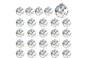 ‎LUXORAIOVA Luxoraiova 24 Stück Kristallkugel 24mm Prisma Sonnenfänger Kristall, hängende Kristalle zum Aufhängen, Regenbogen Anhänger für Fenster, Kronleuchter, Feng Shui & Geschenk