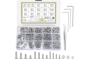 BNNRJIA 600szt. Zestaw wkrętów i nakrętek ściąganych M2/M2.5/M3 z kluczem imbusowym, stal nierdzewna, wkręty płaskie z nakrętkami, zestaw wkrętów gwintowanych do domu, garażu, mebli