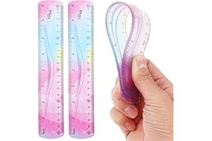 Grevosea Regla Flexible de Plástico 20 cm - Irrompible, Borde Recto, Suave para Escuela, Aula, Oficina, Niños y Adultos (2 Unidades)