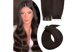 Elailite Extension Adesive Capelli Veri Biadesivo Nuovo Arrivato 1.5g/Ciocca Tape Biadesive 20 Fasce per Capelli Lisci Remy Human Hair Fini 55cm 30g #2 Marrone Scuro