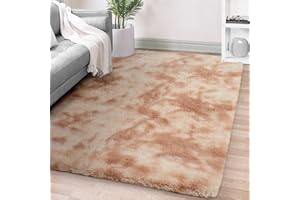 FVVRAX Bereich Teppiche für Schlafzimmer Wohnzimmer, Tie-Dyed Kamel flauschig Fuzzy Shag Shaggy Teppich weichen Plüsch Teppich, 120x180 cm Indoor-Boden Teppich für Kinder Home Decor Ästhetik
