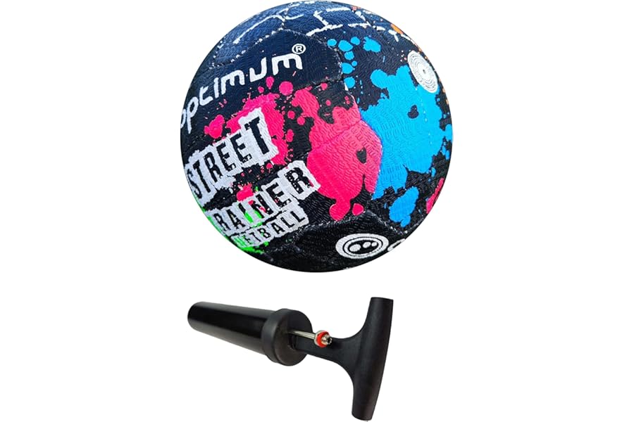 Optimum Street Netball with Pump – Hard-Wearing, Super-Grip and All-Weather Street, Training & Match Ball with Precision Scuff-Resistant Texture for Indoor & Outdoor Matches