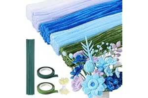 Niuny Scovolini Colorati per Lavoretti 500pcs Pipe Cleaner Filo di Ciniglia 5 Colori Scovolini Ciniglia con Steli per Fiori Stami Nastro Adesivo Scovolini Pipa per DIY Fai da Te Decorazione (Blu)