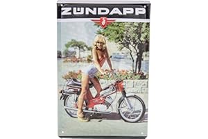 LUCKYLINDE Cartel de chapa retro de 30 x 20 cm, apto para ciclomotores Zündapp, entusiastas de motocicletas, talleres decorativos, garajes, chapa de acero en relieve