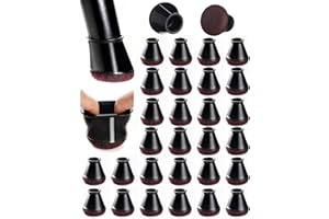 Acual Stuhlbeinkappen 32 Stück, Schwarz Schutzkappen für Stuhlbeine Mit Filzgleiter, Silikon Schutzkappen für Stuhlbeine Schräge, Stühle für Verschleißfeste Stuhlbeinschoner【Fit:14-20mm】
