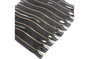 Beaulegan Metal Zippers 10 Pcs - #3 Antique Brass Close-end 30 cm (12 Inch), Black