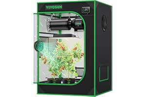 VIVOSUN Tenda Grow 60 x 60 x 90 cm, in Mylar altamente riflettente, con finestra e vasca inferiore per idroponica e coltivazione in interni, S223, adatta per VS1000