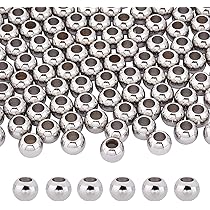 Perline Tonde In Ottone Placcate Oro 24k - 100 Pezzi, Foro 4mm, Per Creazione Gioielli - Foto 10