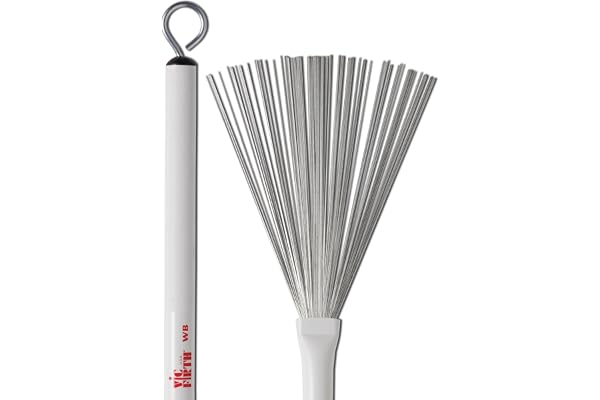 Vic Firth Balai Jazz à Poils Métalliques Escamotables, en Fil Epais, Manche en Plastique Blanc