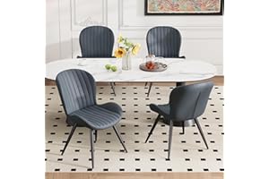 Hawthyhome Dining Chairs Set of 4 | Upholstered Fabric with Backrest, Metal Legs, Modern Kitchen & Dining Room Chairs • Dark Grey