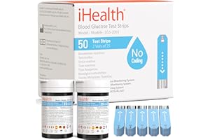 ‎IHEALTH iHealth Blutzucker-Teststreifen (50 Stück), Blutzuckertest, Präzisionszuckermessung für Diabetiker, Streifen funktionieren nur mit iHealth Blutzuckermessgeräten