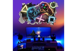 KAIRNE 3D Game Wall Sticker for Boys Bedroom,Xbox Gamer Wall Art,Gaming Playroom Wallpaper,Vinyl Gamer Wall Decal,Game Accessories for Room,Removable Wall Art PlayStation Decor for Teen 83CM×50CM
