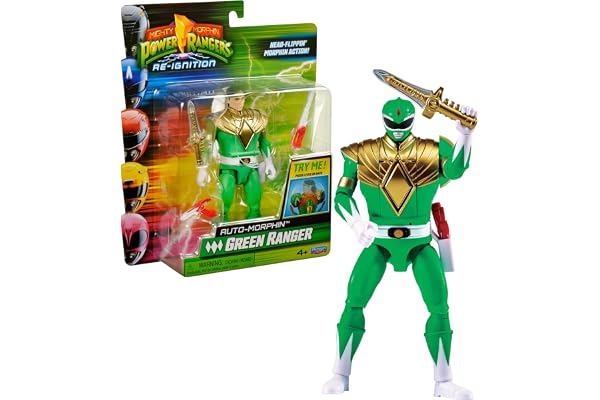 Power Ranger - Auto-Morphin, Figurine articulée 2-en-1, 15 cm, Ranger Vert - Tommy, pour Les Enfants dès 4 Ans, PWG08