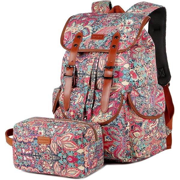 Sac à Dos Femme Baosha Imprimé Floral - Léger Et Polyvalent - 41x30x10 Cm - Sac Bandoulière Ou à Dos