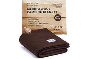 WOOLLY MAMMOTH WOOLEN COMPANY Woolly Mammoth Woolen Co. Coperta da campeggio extra large in lana merino, perfetta per attività all'aperto, per bushcraft, campeggio, trekking, escursionismo, sopravvivenza o coperta da tiro in