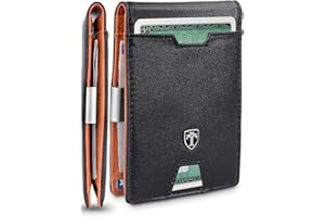 TRAVANDO Portafoglio uomo piccolo con protezione RFID „LONDON“ Porta carte di credito con clip per contanti, Portafogli Porta tessere slim tascabile, Portatessere Raccoglitore banconote (Nero)